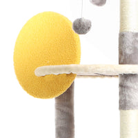 Fudajo Albero tiragraffi per gatti grigio scuro 172 cm con casetta amaca e palline