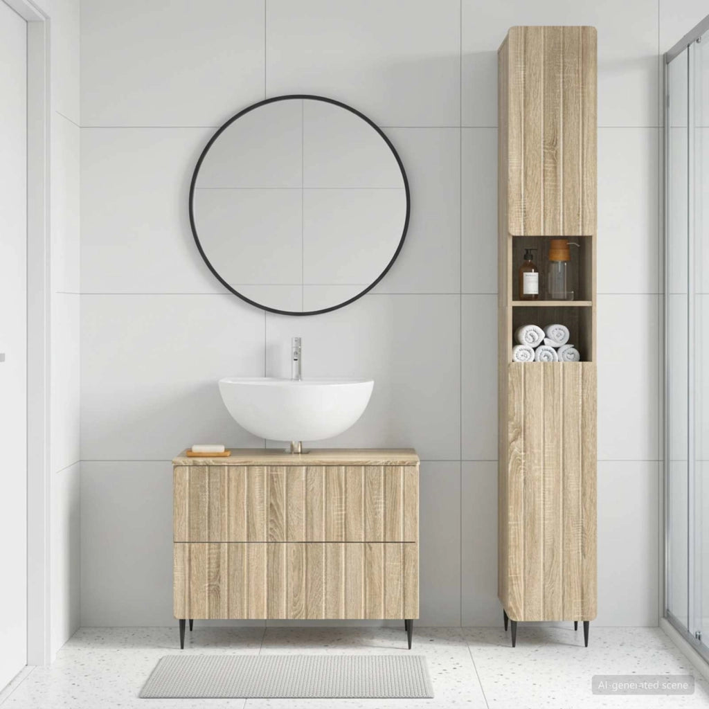 Set di Armadi da Bagno da 2 Pezzi ZWOLLE Rovere Sonoma 3417515