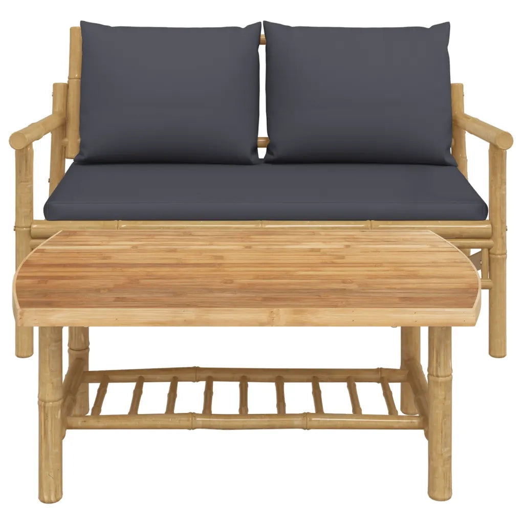 Salotto da Giardino-Set Salotto da Giardino 2pz con Cuscini Grigio Scuro Bamb¨´ 724836