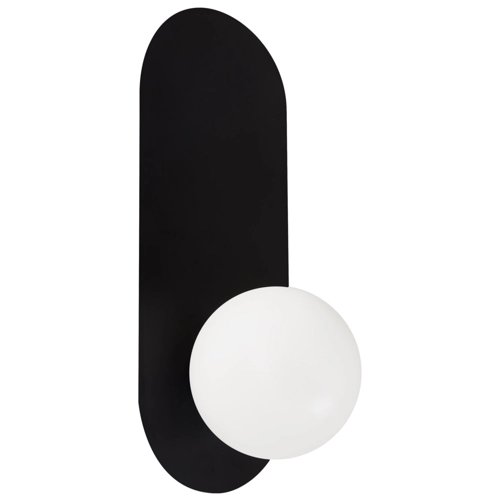 Set di 2 lampade da parete ovali con paralumi a globo in vetro nero stile retrò