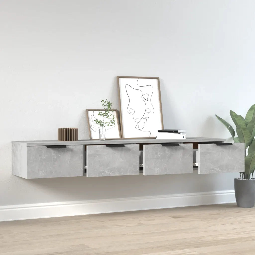 Armadietto a Muro | Mobili Pensili 2 pz Grigio Cemento 68x30x20cm Legno Multistrato