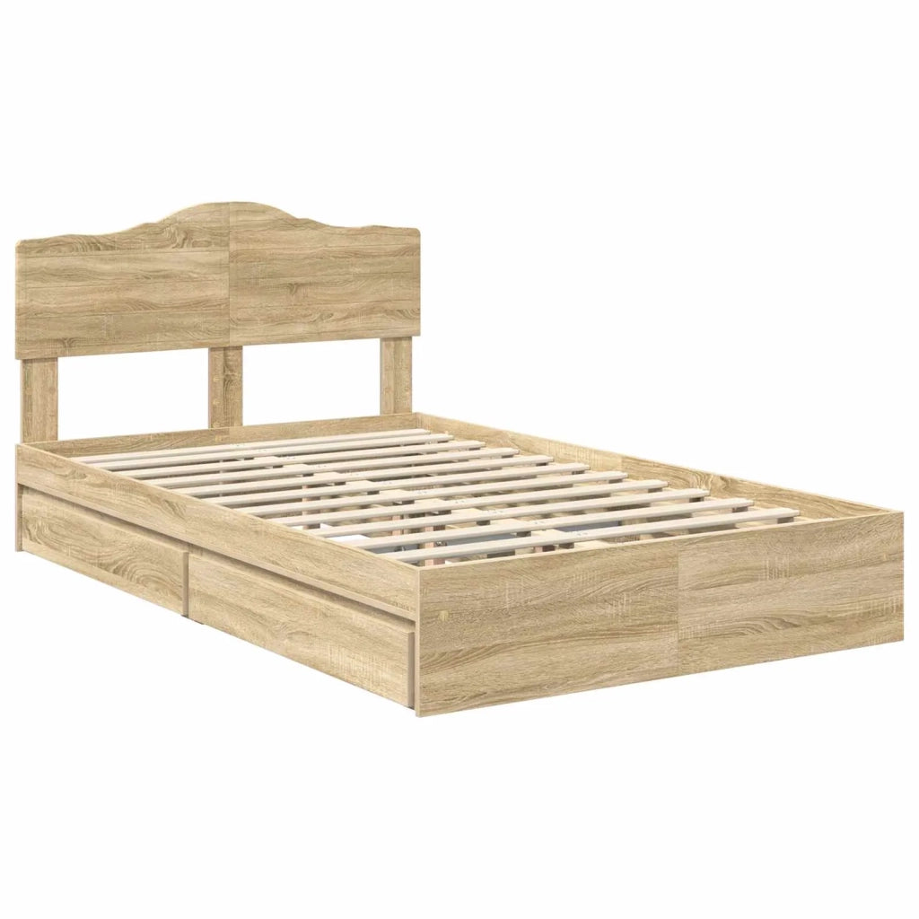 Letto con Contenitore con testiera Rovere Sonoma 135 x 190 cm