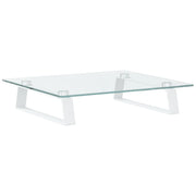 Supporto per monitor mobile da scrivania 40 x 35 x 8 cm vetro temperato e metallo bianco 02_0044861