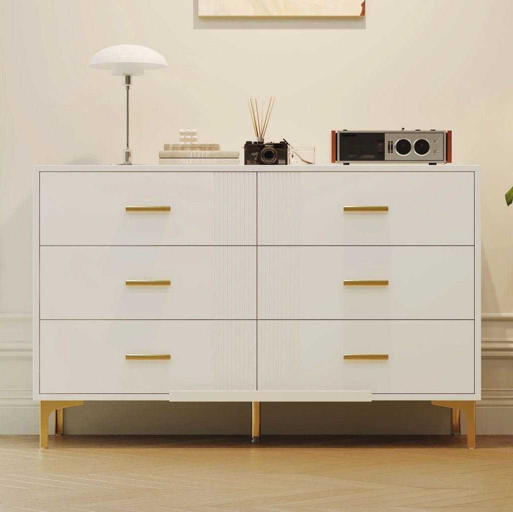 Cassettiera con 6 cassetti 120x40x76 cm in MDF; bianco