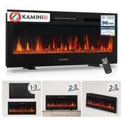 KAMINIO Camino elettrico MARLON - Camino elettrico 3 in 1 con riscaldatore, effetto fiamma 3D, 12 colori di fiamma, telecomando - 42 pollici