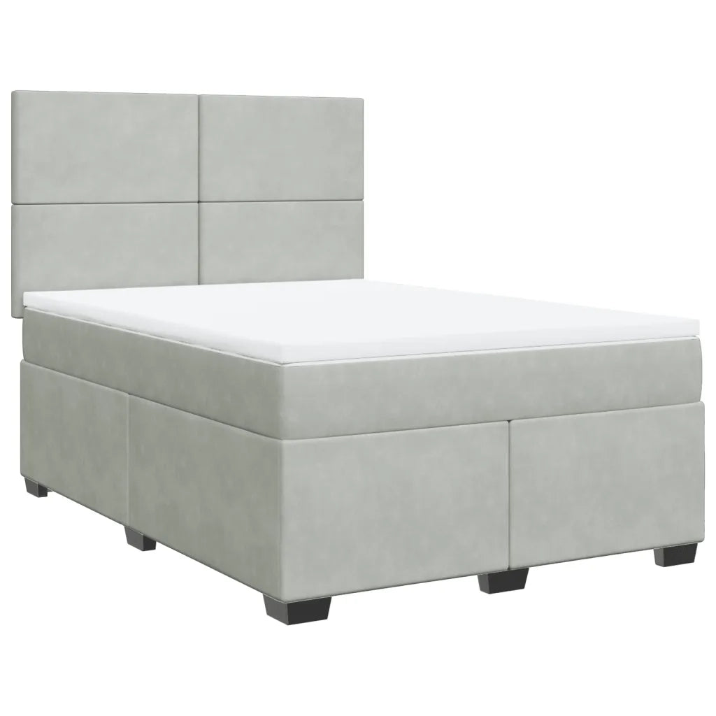 Giroletto a Molle con Materasso Grigio Chiaro 160x200cm Velluto