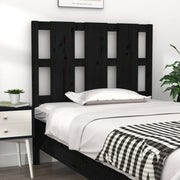 Testiera per Letto Nera 95,5x4x100 cm in Legno Massello di Pino 817974