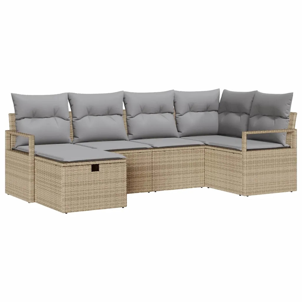 Set di divani 6 pcs Beige e Grigio Chiaro polyrattan