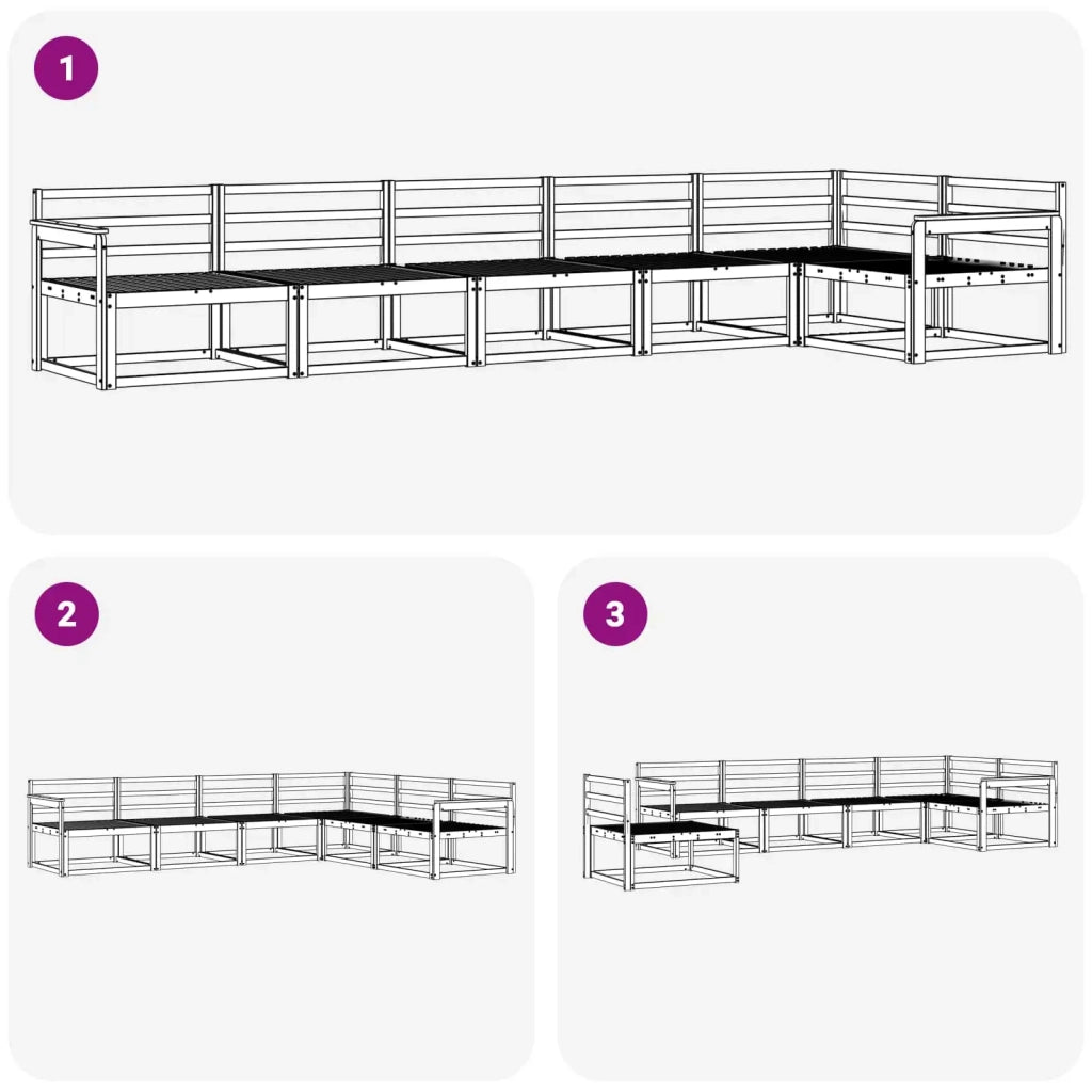 Set di divani da esterno 6 pcs Bianco 406 x 168,5 x 73 cm 3386503