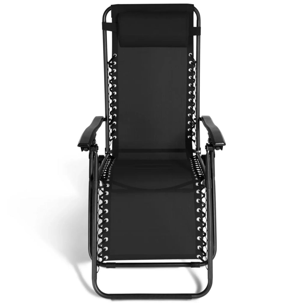 IDMarket - Set di 2 sedie da giardino reclinabili RELAX, alto comfort, nero