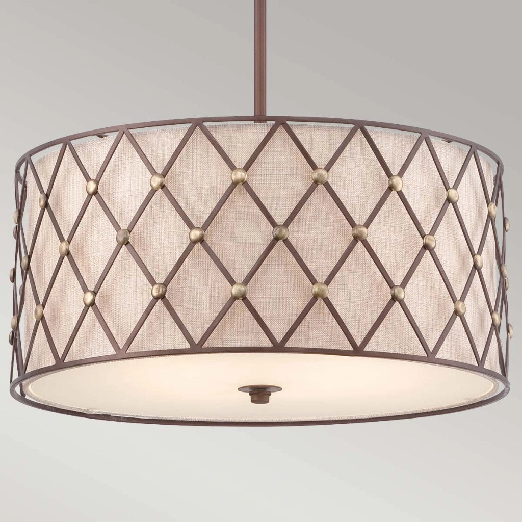 Lampada a sospensione Quoizel Brown Lattice rame 4xE27