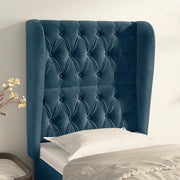 Testiera ad Orecchio-Testata con Orecchie Blu Scuro 83x23x118/128 cm in Velluto 475209