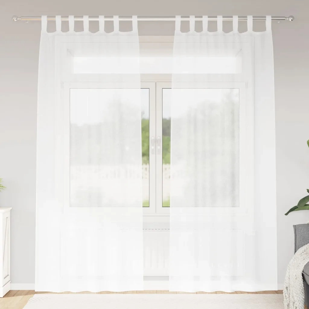 vidaXL Tende con tende 2 pcs Bianco Poliestere