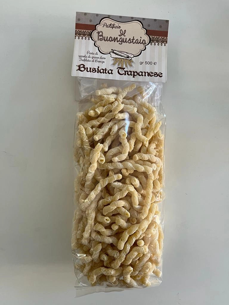 Pasta di semola di grano duro trafilata al bronzo, gr 500,  Busiata Trapanese