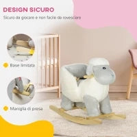 Cavallo a Dondolo per Bambini 18-36 Mesi a Forma di Pecorella con Suoni e Rivestimento Morbido, Grigio