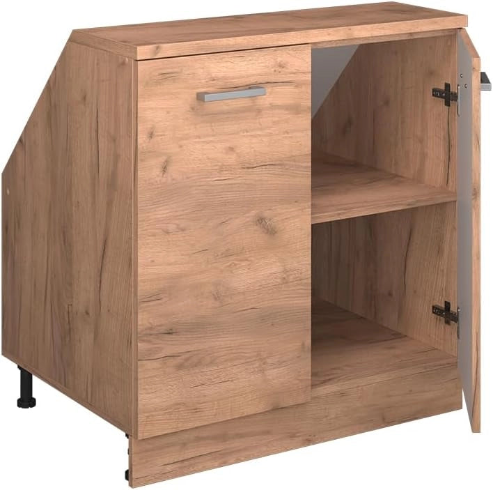 Mobile sottotetto Rion, Quercia dorata, 80 x 81.6 cm con 2 porte, carcassa 60 cm profondità, adatto per il salvaspazio sotto tetti spioventi