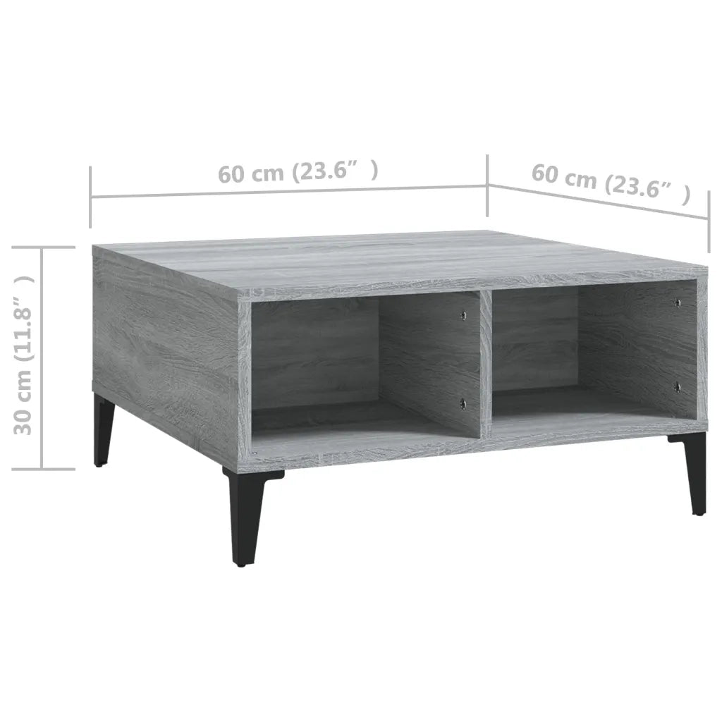 Tavolino da Salotto Grigio Sonoma 60x60x30 cm in Truciolato cod mxl 18809