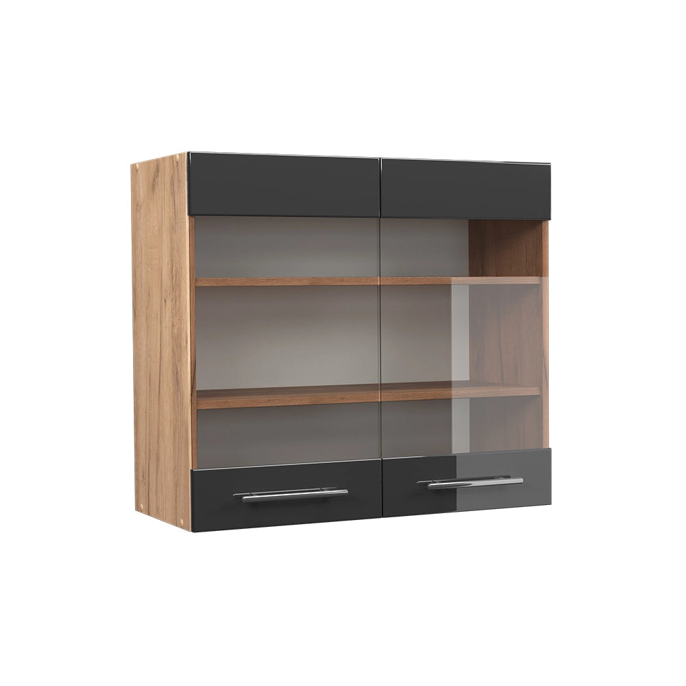 Vicco Mobile da cucina in vetro Antracite lucido 80 cm