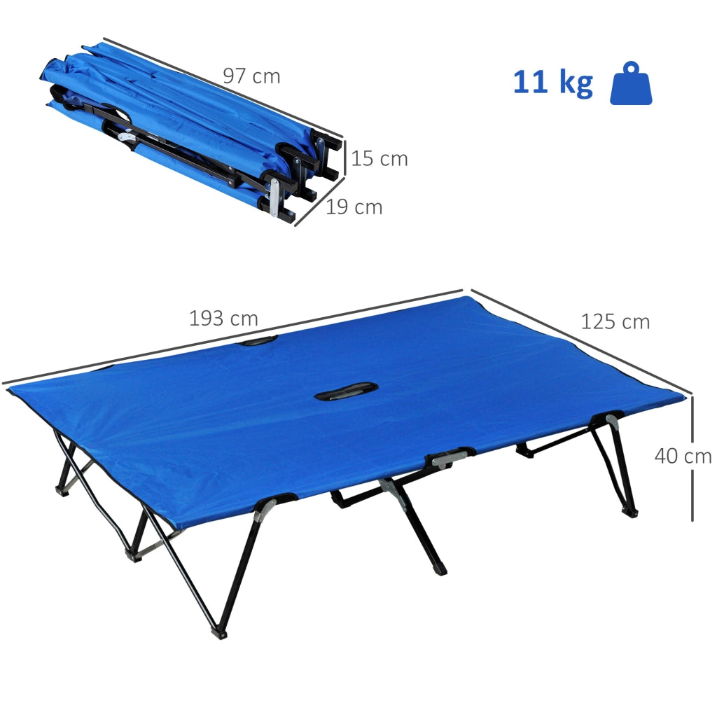 Letto da campo pieghevole per 2 persone ¨C zephmum ¨C blu, nero, acciaio, 193x125x40 cm