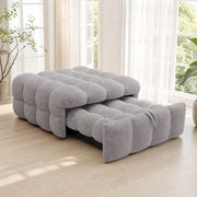 Divano letto 2 in 1 in boucl¨¦ Teddy grigio, puffo imbottito trasformabile, 183 x 76 x 42 cm