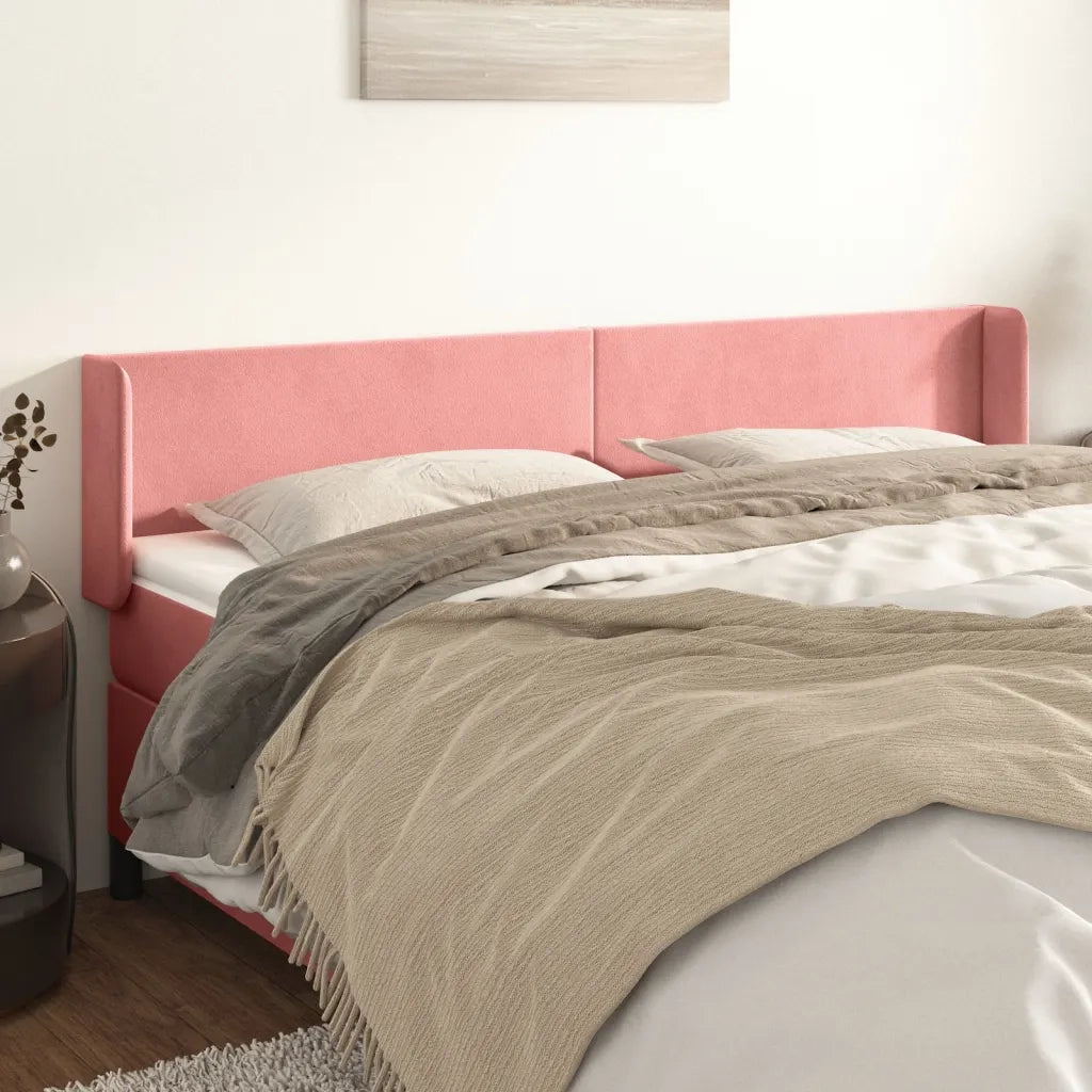 Testiera ad Orecchio-Testata con Orecchie Rosa 183x16x78/88 cm in Velluto 867913