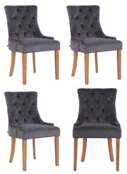 Set 4 poltrone pranzo Aberdeen in velluto grigio scuro,antico chiaro
