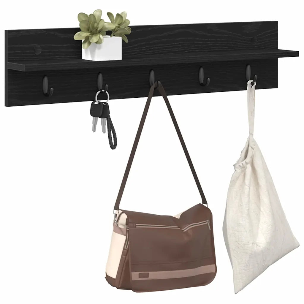 Appendiabiti a muro Rovere Nero 80 x 10,5 x 18 cm 874396