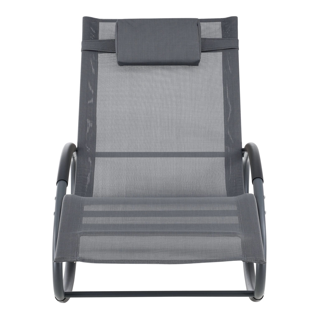 Set di 2 Lettini Prendisole a Dondolo Almaluez Sedie a Sdraio Oscillanti - Grigio Scuro [en.casa]