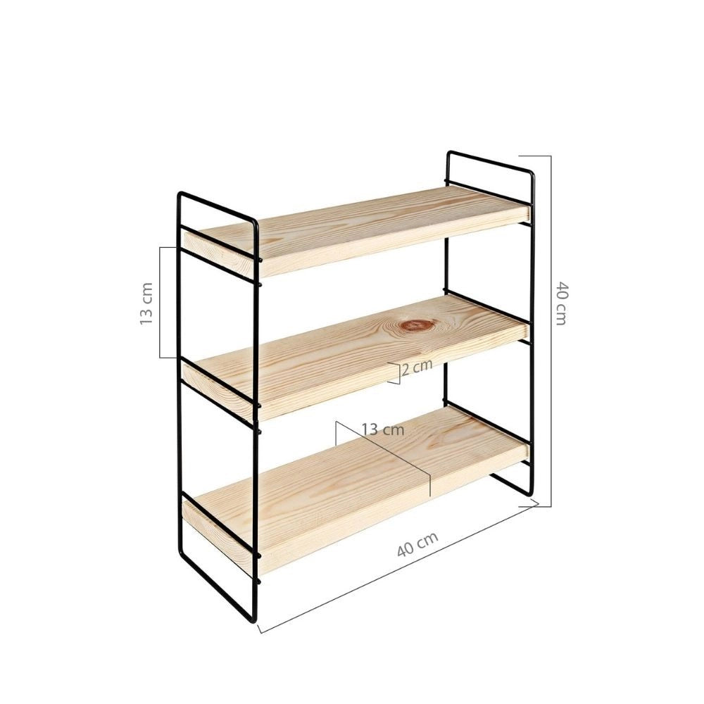 Scaffale d'appoggio 3 ripiani 40x13x40 Hobby ASZ1571 colore nero