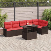 Set Divano da Giardino con cuscino 7 pcs Marrone Poly Rattan