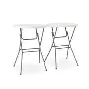 Set di 2 tavoli pieghevoli alti, bianco
