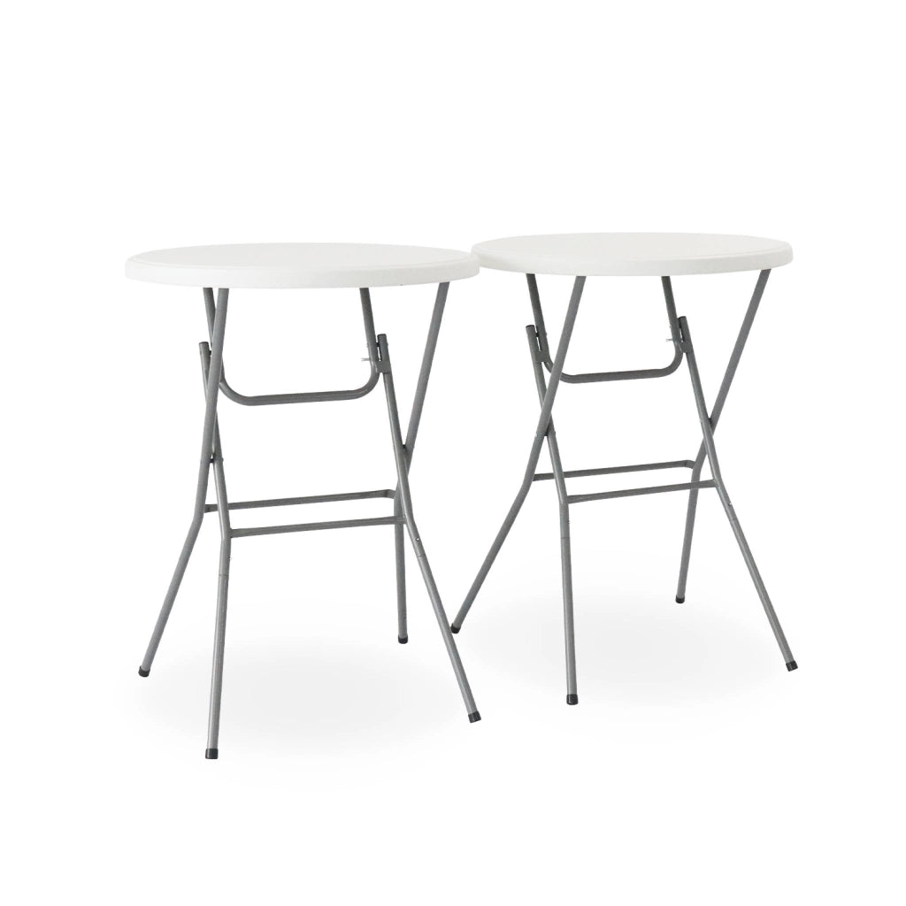 Set di 2 tavoli pieghevoli alti, bianco