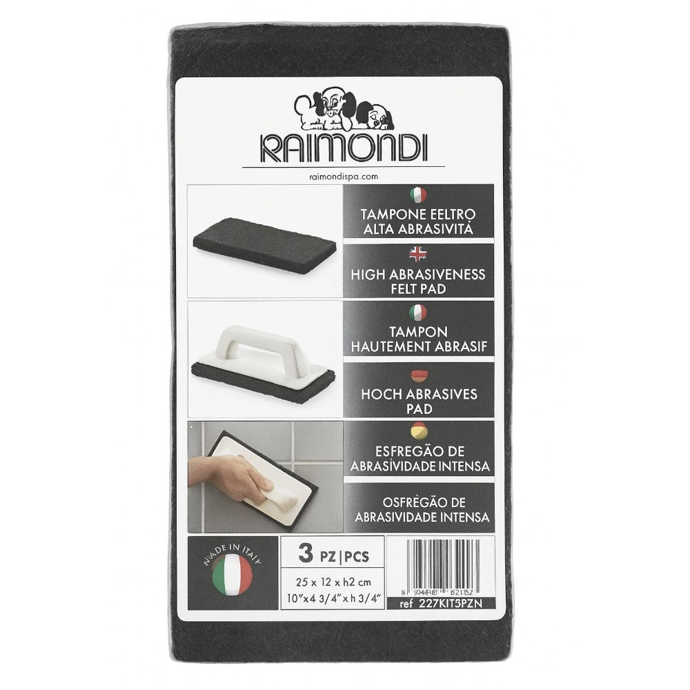 Kit 3 tamponi per finish professionale preparazione finitura superfici *** colore- alta abrasività (nero), confezione 1