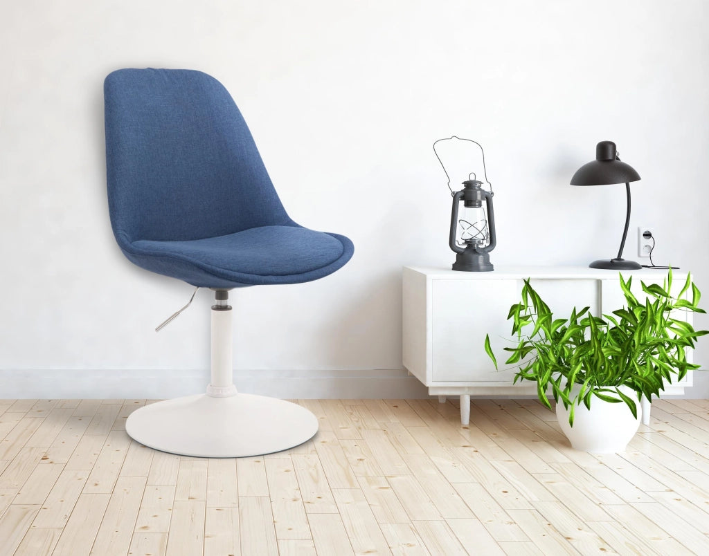 Sedia da pranzo MAVERICK in tessuto blu,bianco