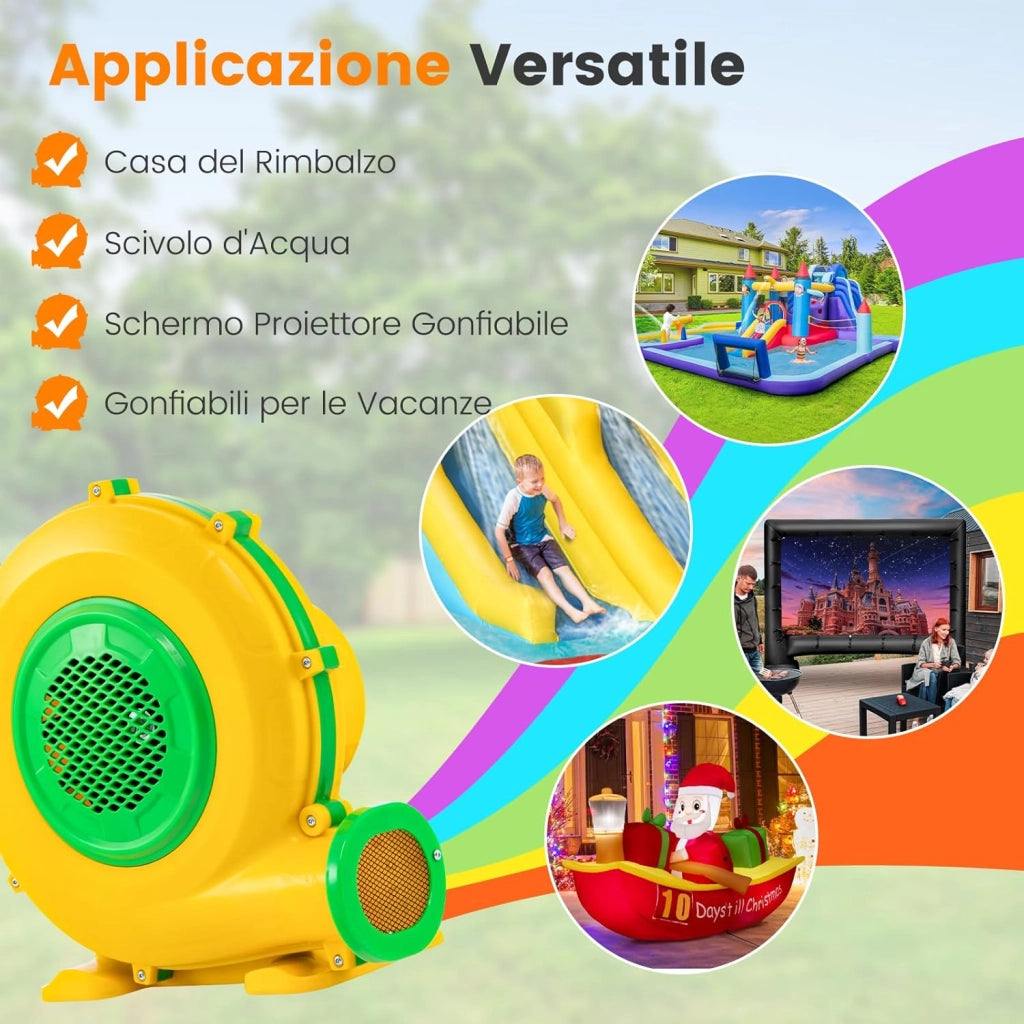 Ventilatore di Aria del Castello Gonfiabile, Soffiatore per Giochi Gonfiabili con Cavo di Alimentazione, per Castello Gonfiabile, Scivolo Acquatico e Giochi Gonfiabili (950W)