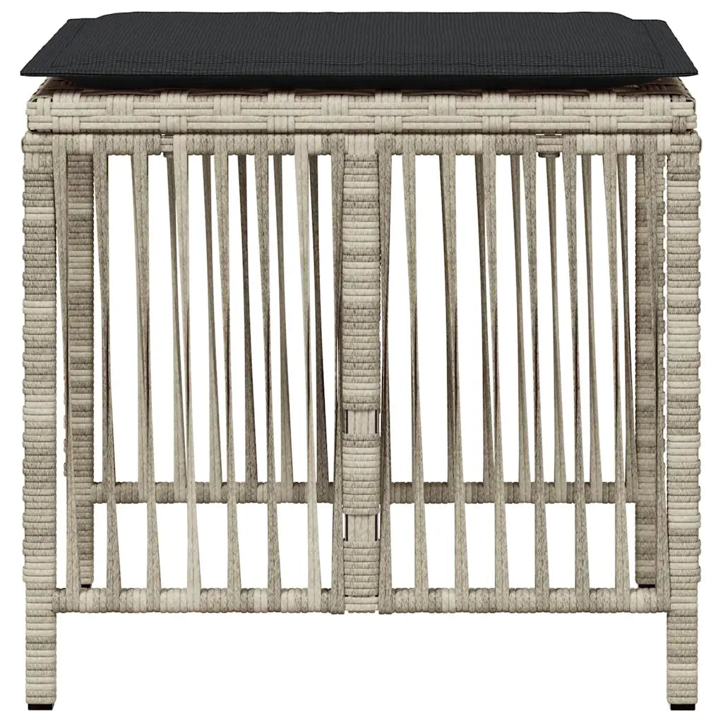 vidaXL Sgabelli Giardino Cuscini 4pz Grigio Chiaro 41x41x36 Polyrattan