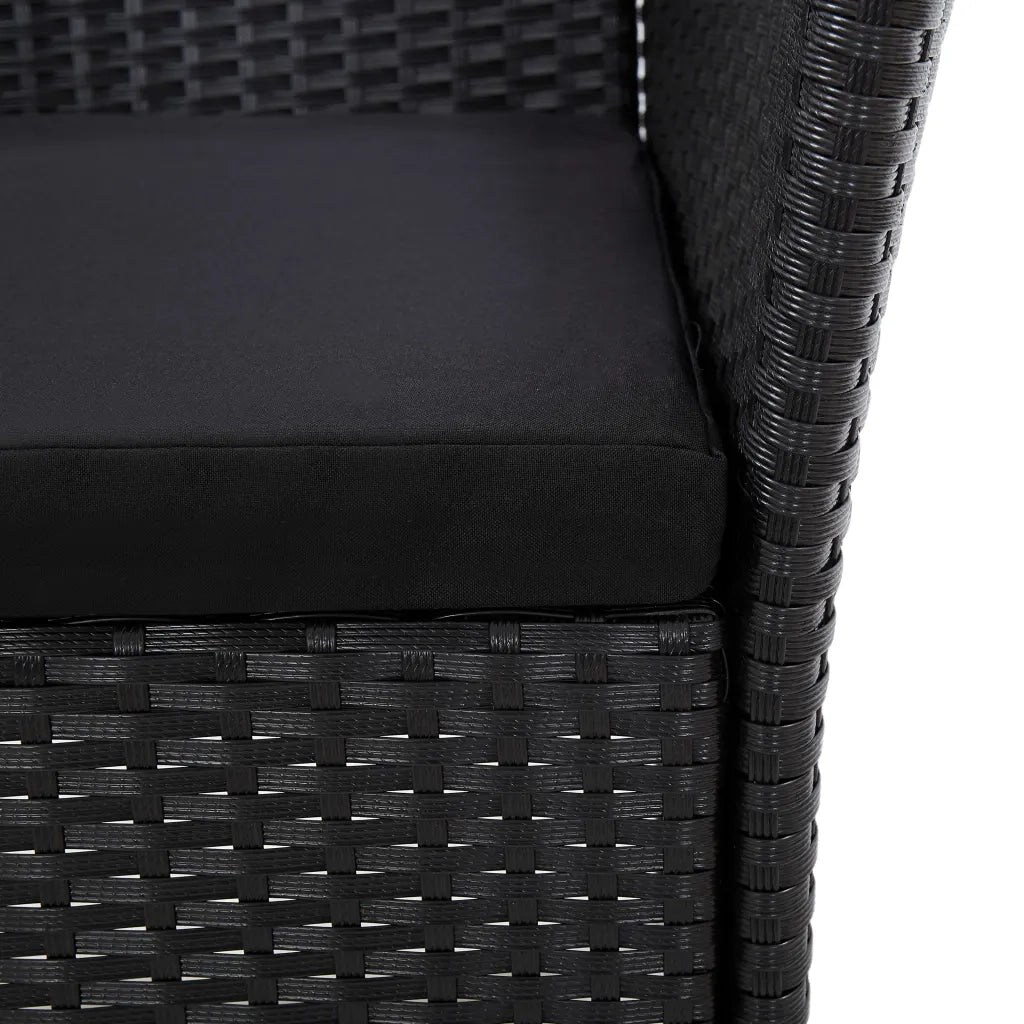 Set da Pranzo da Giardino 7 pz con Cuscini in Polyrattan Nero 46024