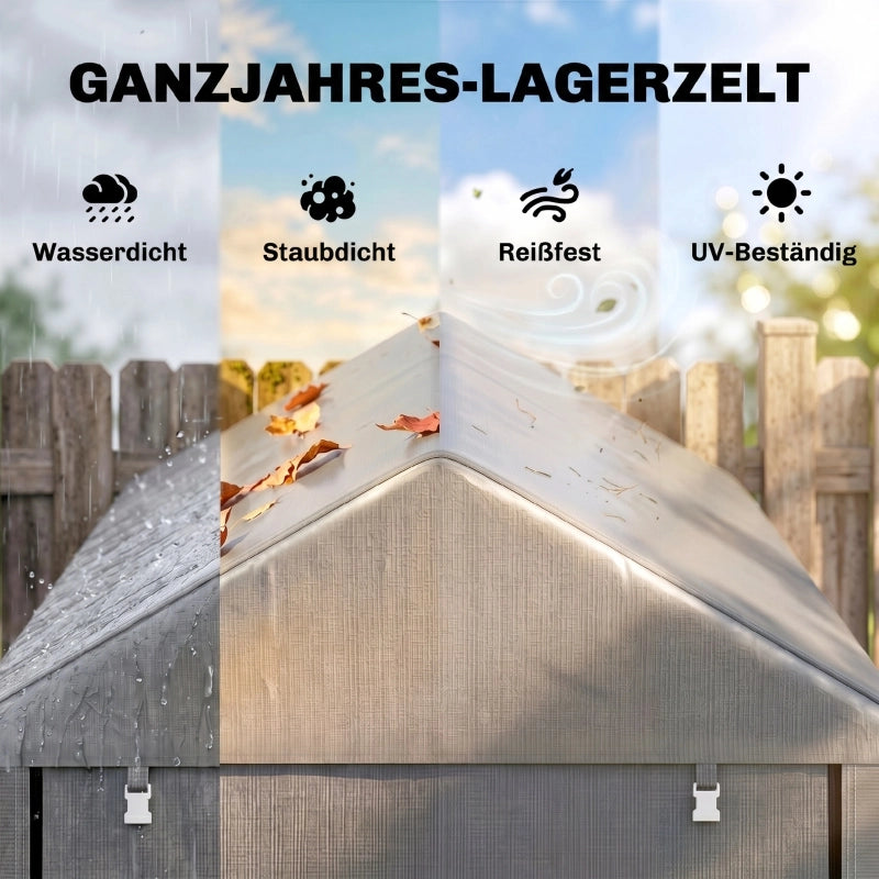 CASETTA DA GIARDINO con porta 120 x 179 x 165 cm Acciaio Grigio chiaro