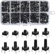 200 Pezzi Interruttori a Tasto - Micro Assortimento Tattile - Qualità Elevata - Nero - Adatto per prodotti elettronici.