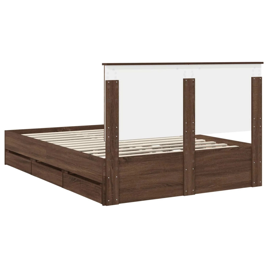 Struttura del letto con cassetto Rovere Marrone 140 x 190 cm 3409460