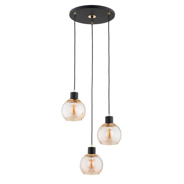 Lampada sospensione Derro 3 sfere E27 nero/oro Alfa