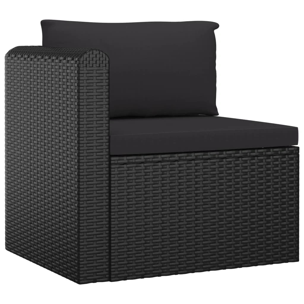 Mobili da giardino mobili da esterno Set di mobili da 9 pezzi con cuscini in resina intrecciata nera 02_0018153