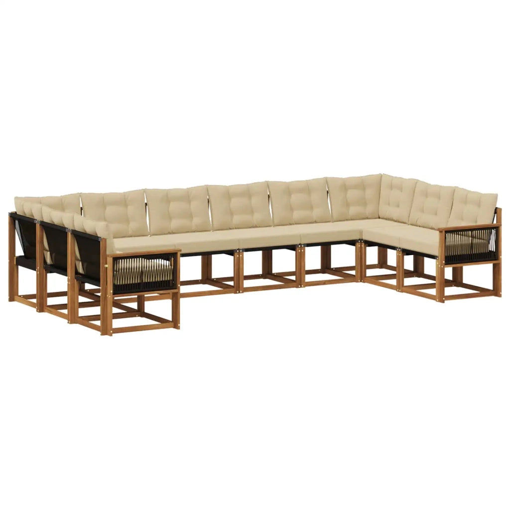 Set di divani da esterno 10 pz Naturale e Beige 3382241
