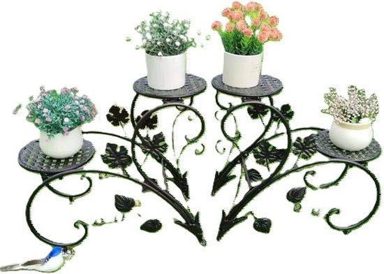 Supporto per piante 2 pezzi - Stendardo per piante 2 pezzi - Raccordo per piante 2 pezzi - 93(L)x23(B)x40(H) cm - Metallo - Nero