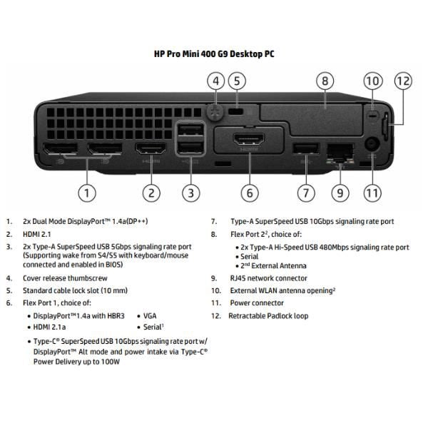 Hp pro mini 400 g9 wolf security edition intel® core™ i5 i5-14500t 8 gb ddr5-sdram 256 gb ssd windows 11 pro mini pc nero - B70WDAT#ABZ