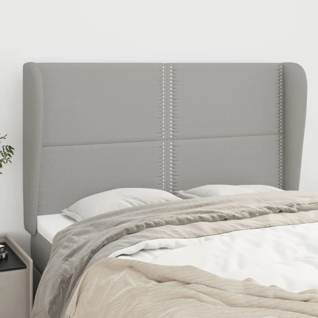 Testiera | Testata ad Orecchio Grigio Chiaro 147x23x118/128 cm in Tessuto