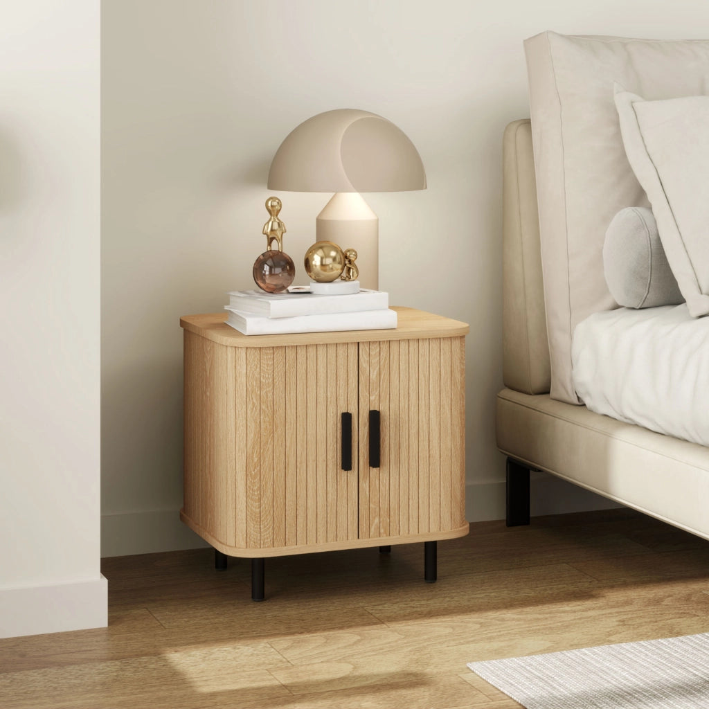 Comodino con Cassetto e Ripiani ¨C Zephmum ¨C 48x40x48 cm Robe Effetto Legno