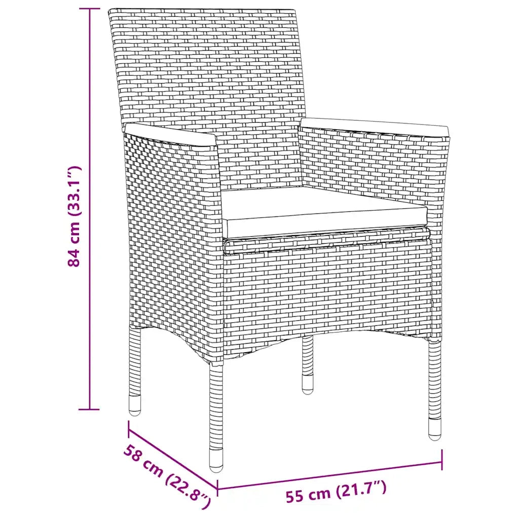 Set da Pranzo per Giardino con cuscino 5 pcs Grigio polyrattan 3379759
