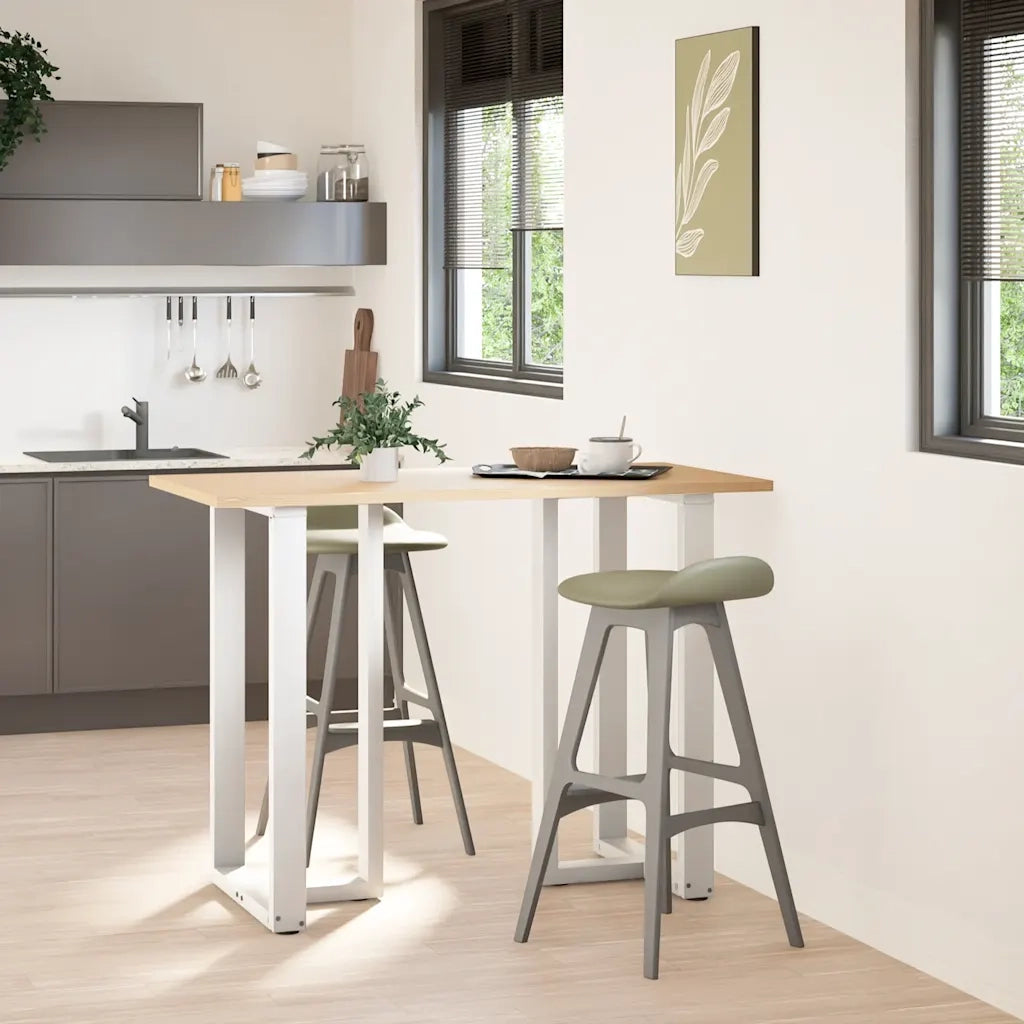 Gambe per tavolo da bar a forma di T 2 pz bianche 60x35x(100-101) cm in acciaio 4013093