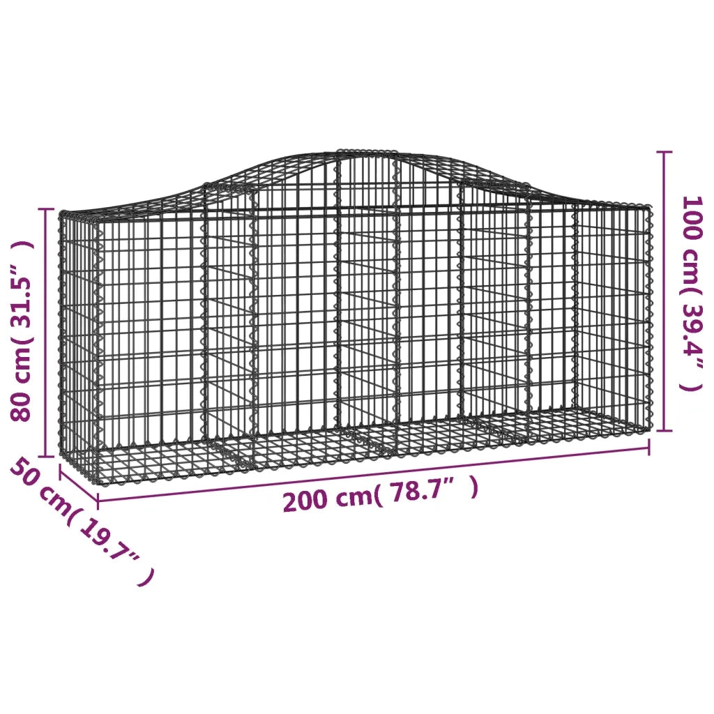 Cesti Gabbioni ad Arco 40 pz 200x50x80/100 cm Ferro Zincato 3145637